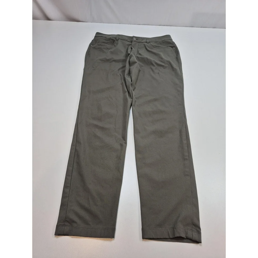 ABC Slim-Fit 5 Pocket Pant 33x30 Green Chino Straight Casual Stretch FLAW Repair
